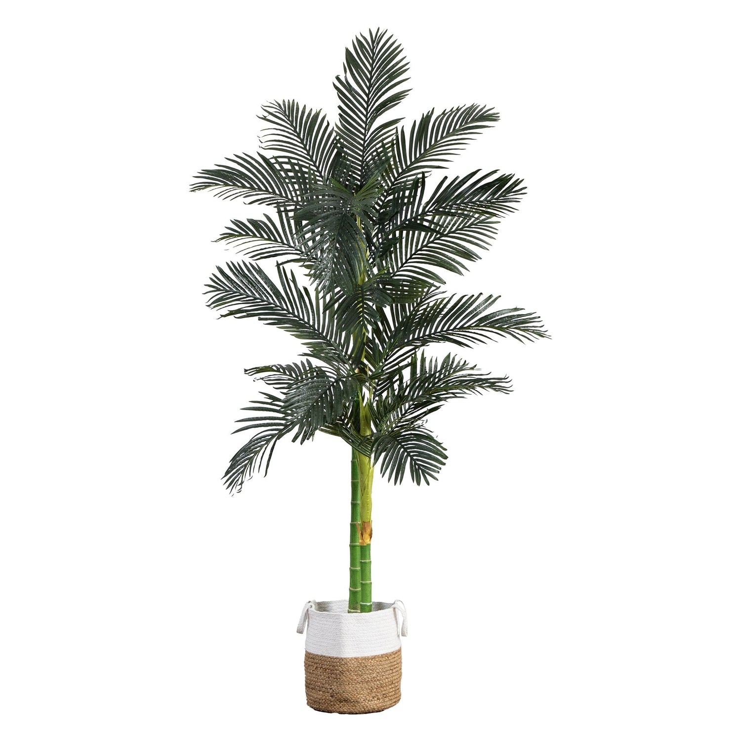 8’ Golden Cane Artificial Palm Tree in Handmade Natural Cotton Planter