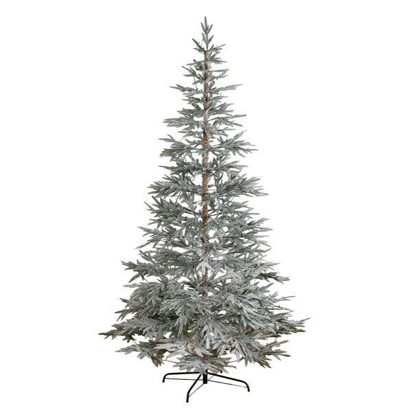 8’ Pre-Lit Artificial Flocked Woodland Fir Christmas Tree with 250 Warm White LED Lights