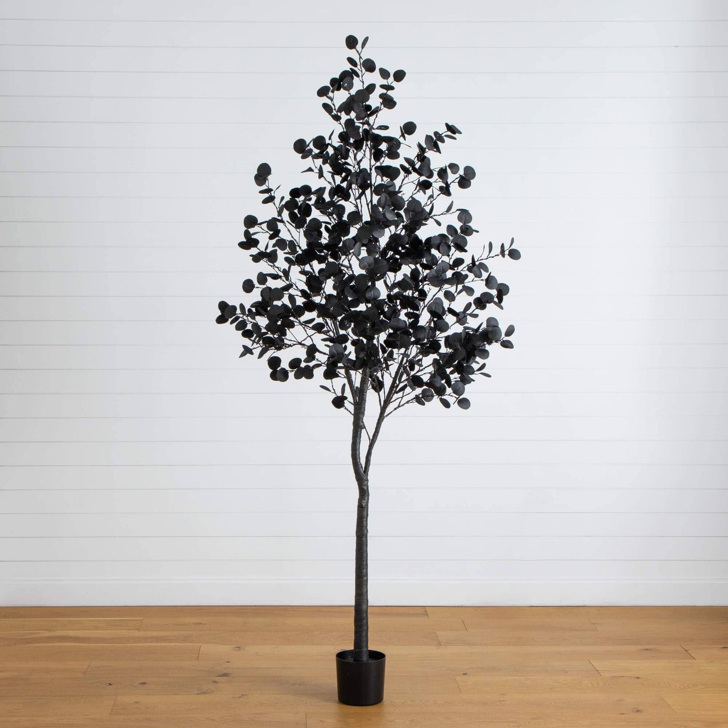 8' Pre-Lit Artificial Halloween Black Eucalyptus Tree with 540 Orange & Purple LED Lights