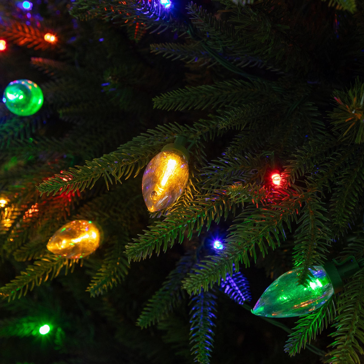 8'  Pre-Lit Artificial Luxembourg Pine Christmas Tree with 500 Multicolored Traditional Bulb LED Lights