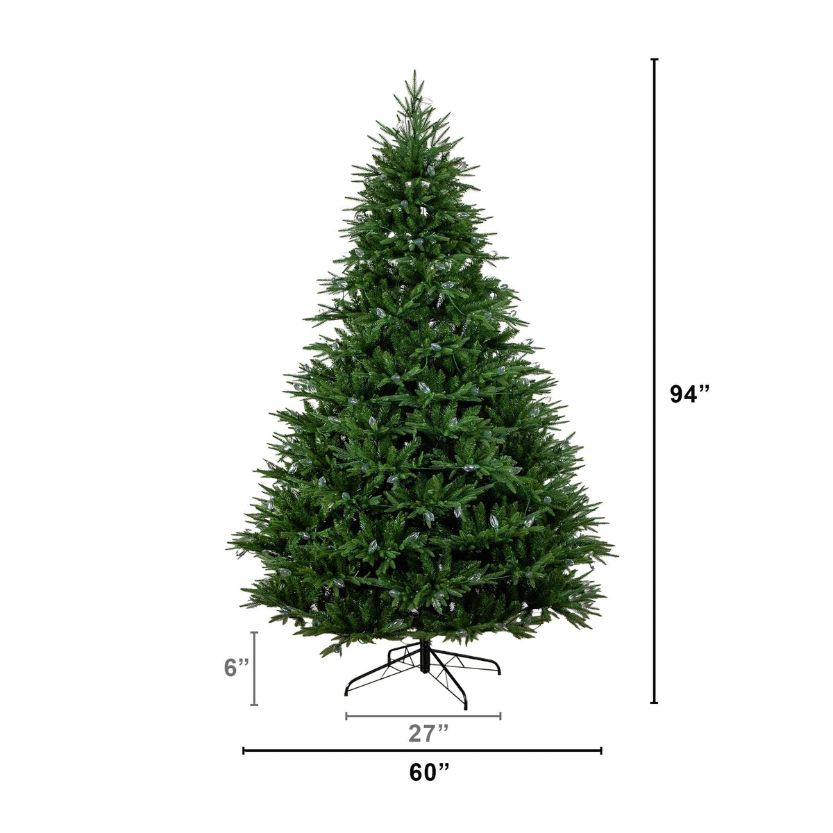 8'  Pre-Lit Artificial Luxembourg Pine Christmas Tree with 500 Multicolored Traditional Bulb LED Lights
