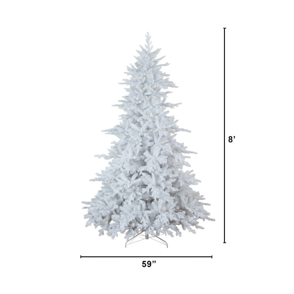 8’ Pre-Lit Artificial White California Spruce Christmas Tree with 540 Color Changing LED Lights