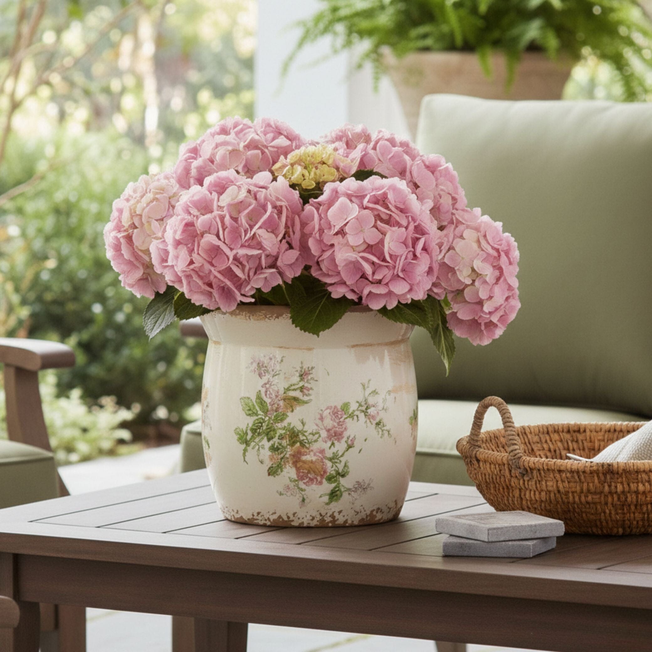 8” Tuscan Ceramic Floral Print Planter | Nearly Natural