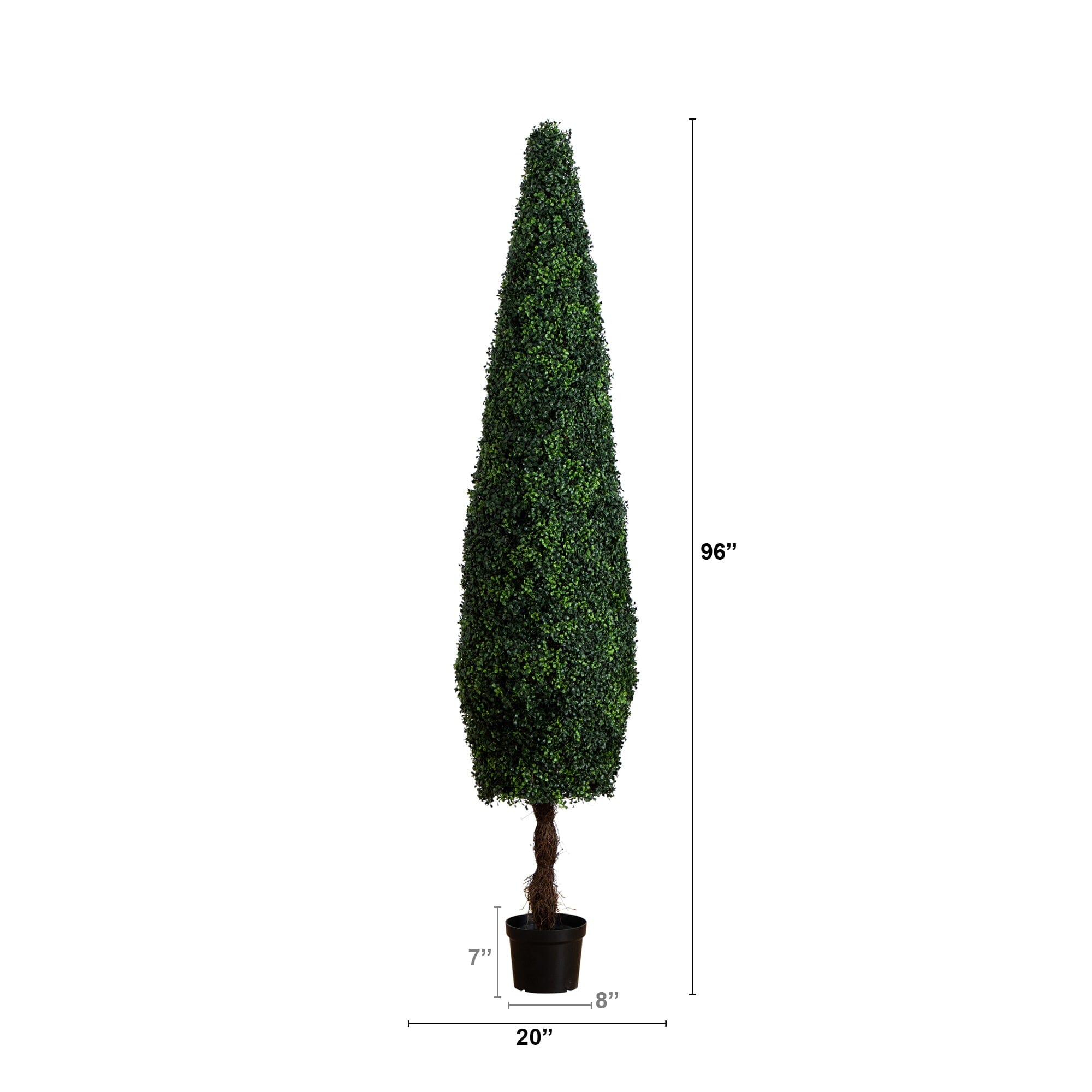 8’ UV Resistant Artificial Boxwood Topiary Cone Tree (Indoor/Outdoor ...