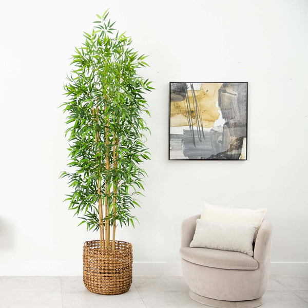 9’ Artificial Bamboo Tree with Real Bamboo Trunks