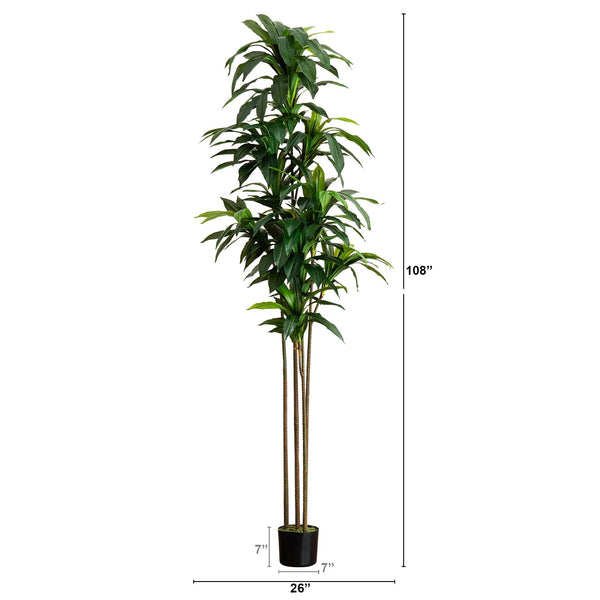 9’ Artificial Dracaena Tree with Real Touch Leaves