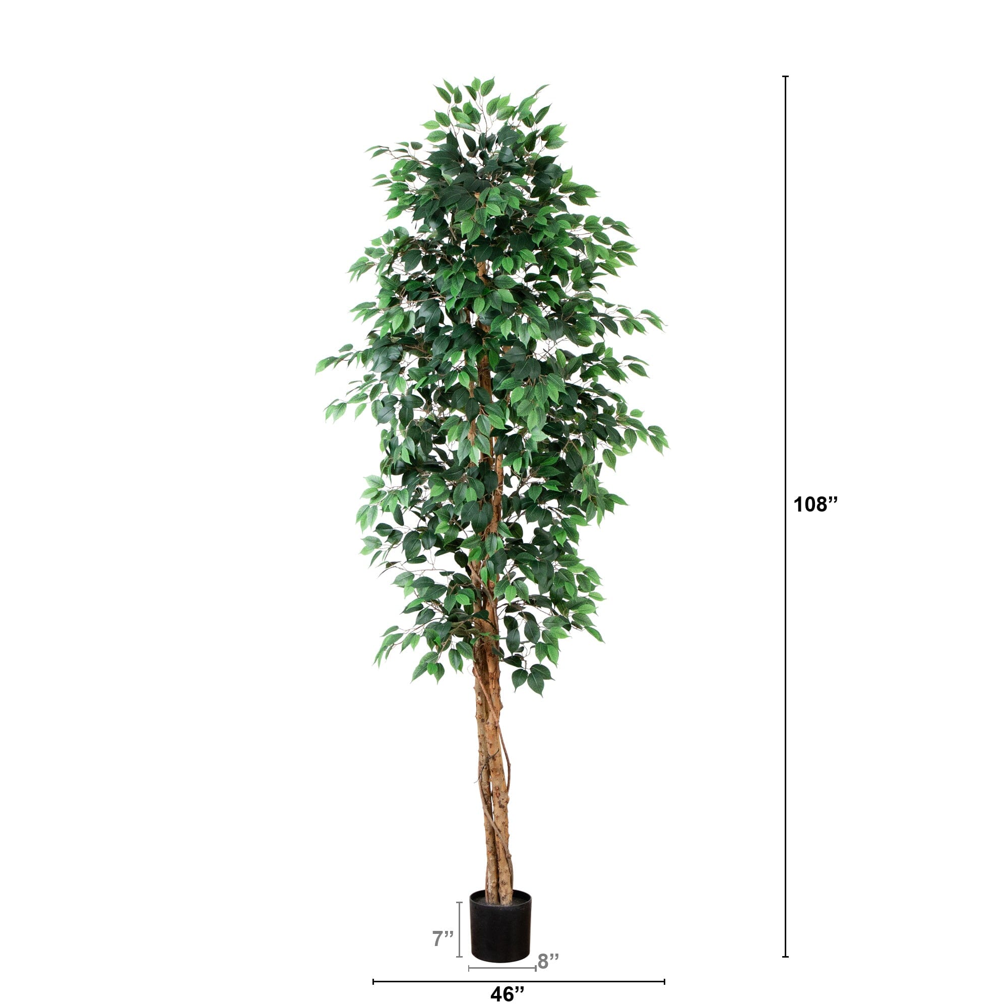 9' Artificial Ficus Tree with Natural Trunk | Nearly Natural
