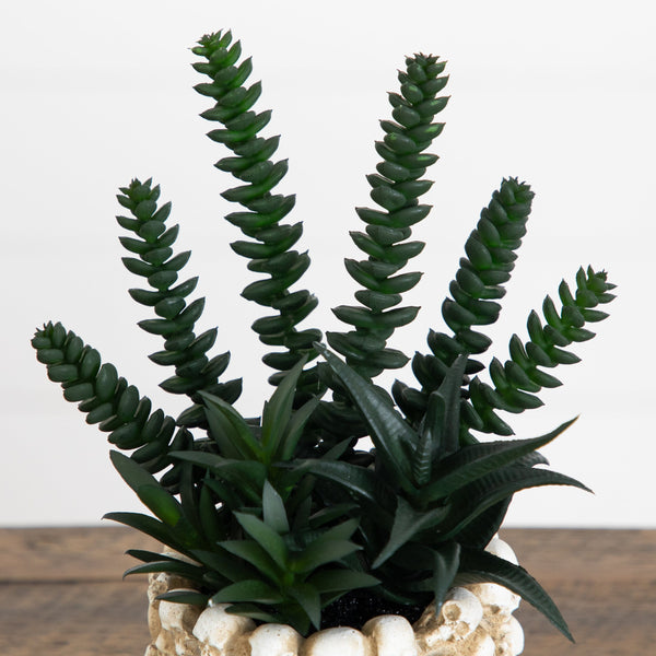 9” Artificial Halloween Succulent Garden in Gothic Skull Planter