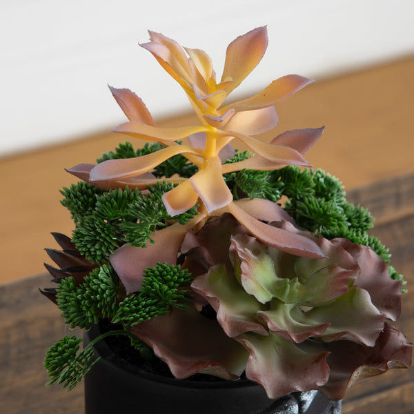 9” Artificial Halloween Succulent Garden in Skeleton Hand Planter