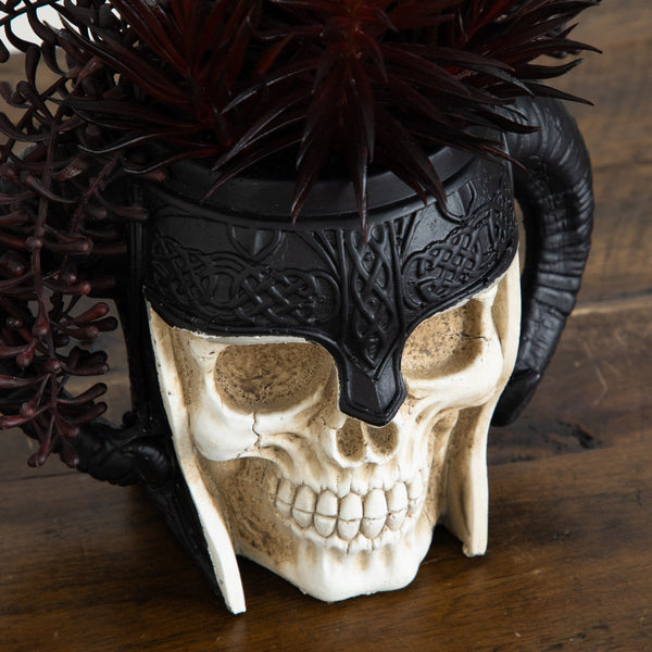 9” Artificial Halloween Succulent Garden in Warrior Skull Planter
