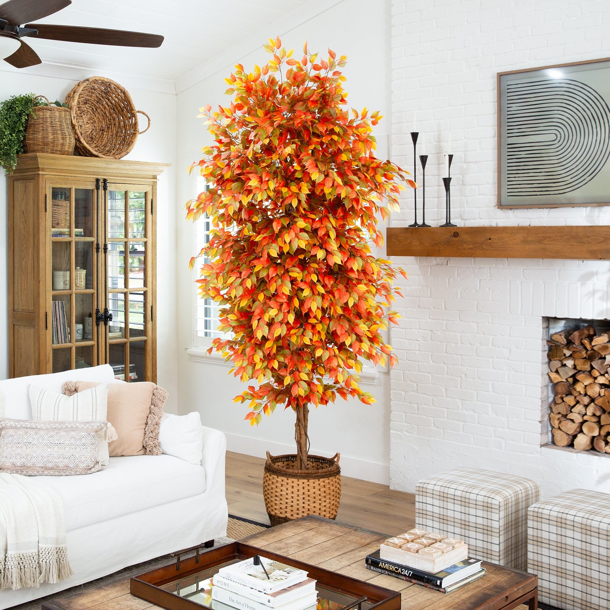 Fall Tree Ficus 9’ Autumn Ficus Artificial Fall Tree | Nearly Natural