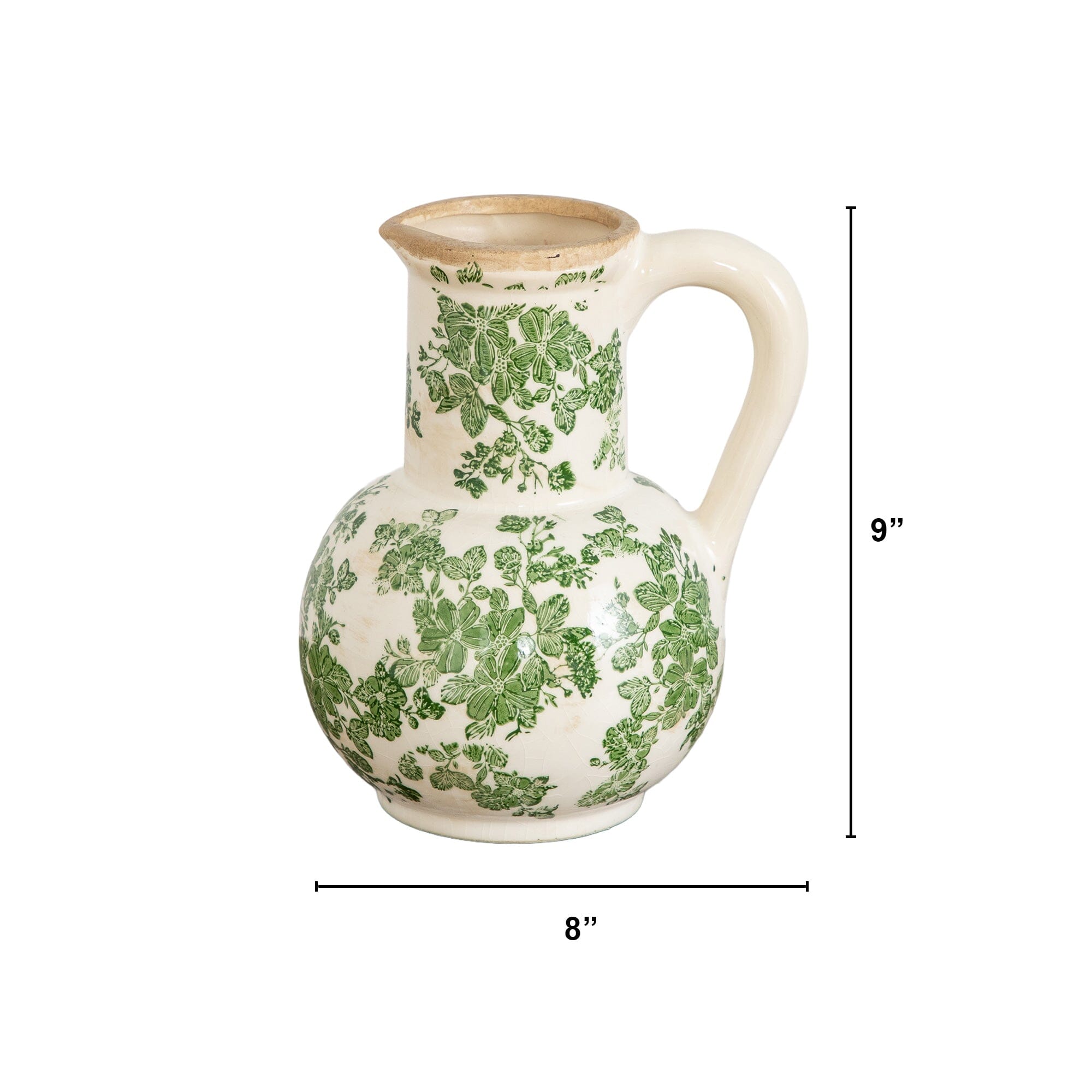 9” Floral Tuscan Ceramic Green Scroll Jar – Nearly Natural