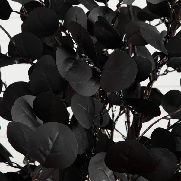9' Pre-Lit Artificial Halloween Black Eucalyptus Tree with 700 Orange & Purple LED Lights