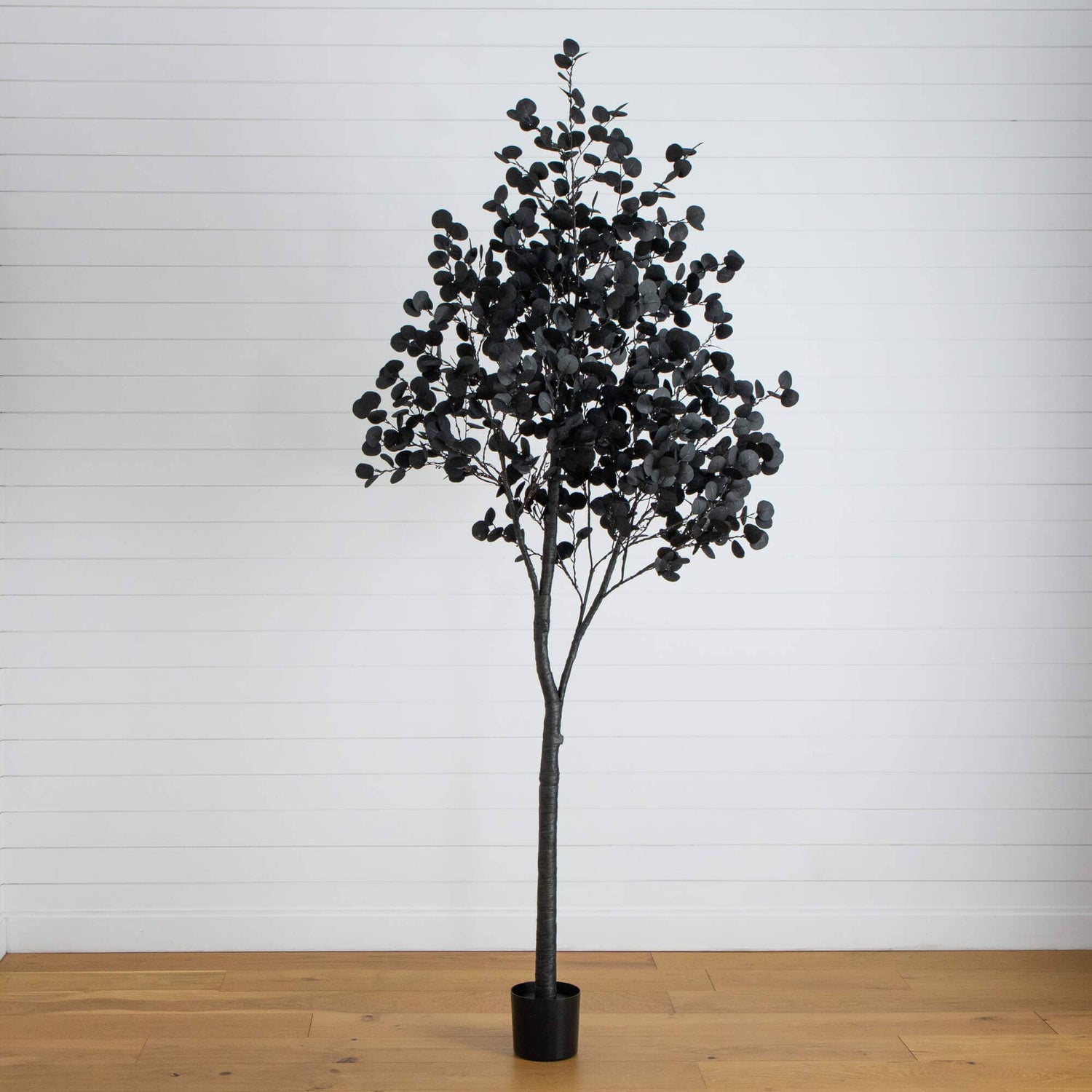 9' Pre-Lit Artificial Halloween Black Eucalyptus Tree with 700 Orange & Purple LED Lights