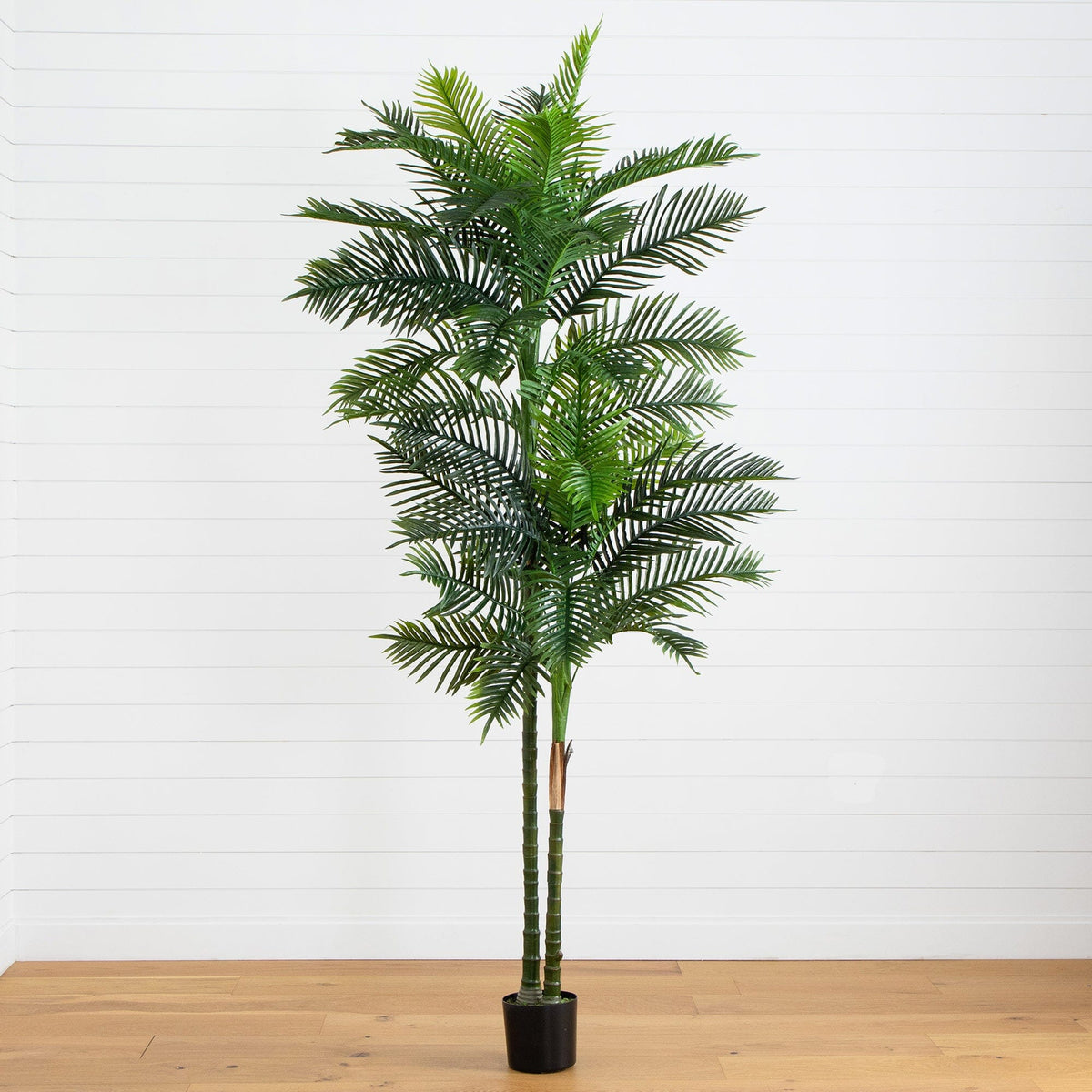 Nearly Natural 9ft. UV Resistant Artificial Double Robellini Palm Tree (Indoor/Outdoor)