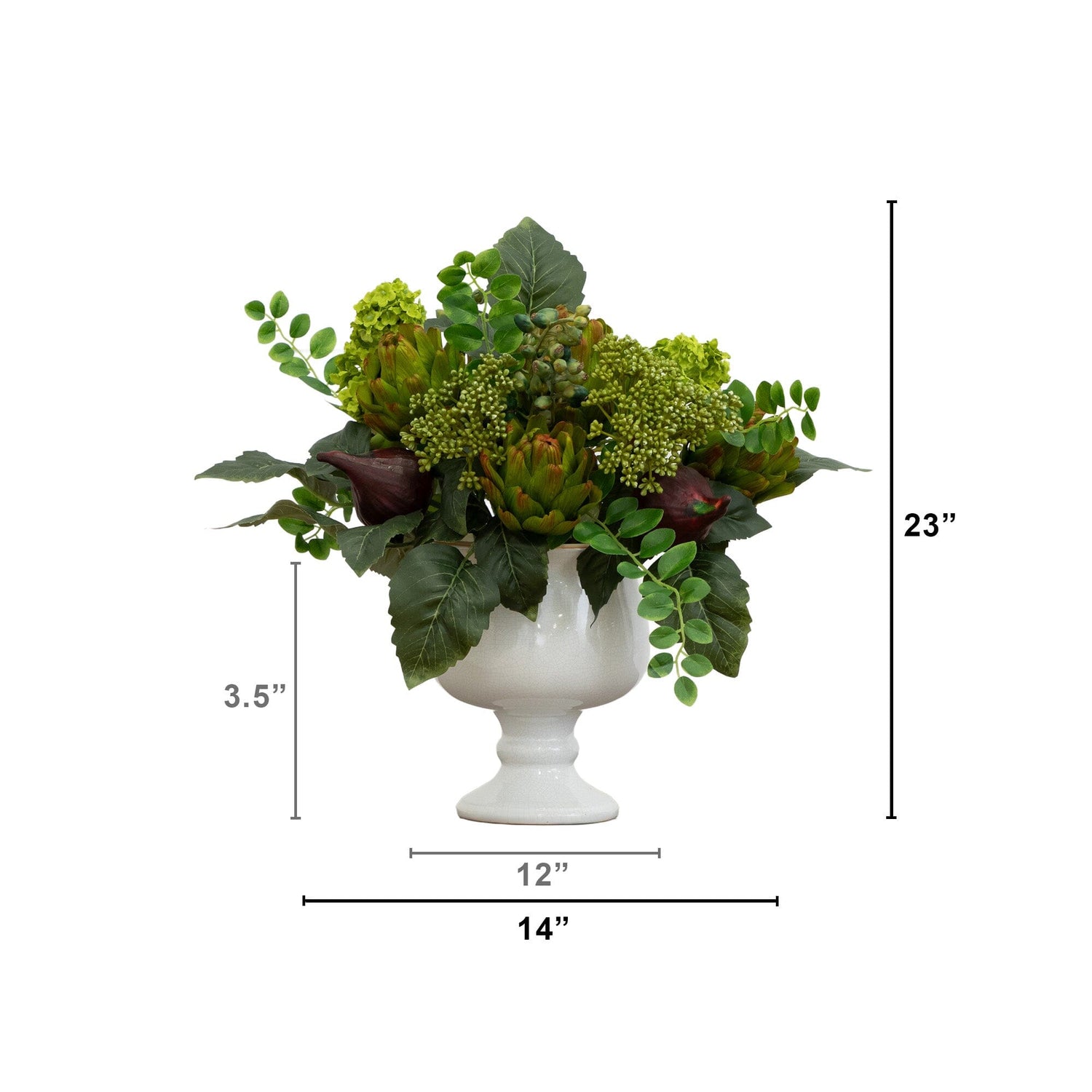 Artichoke and Hydrangea Silk Flower Arrangement
