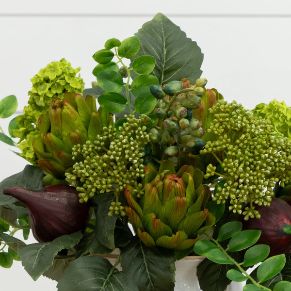 Artichoke and Hydrangea Silk Flower Arrangement