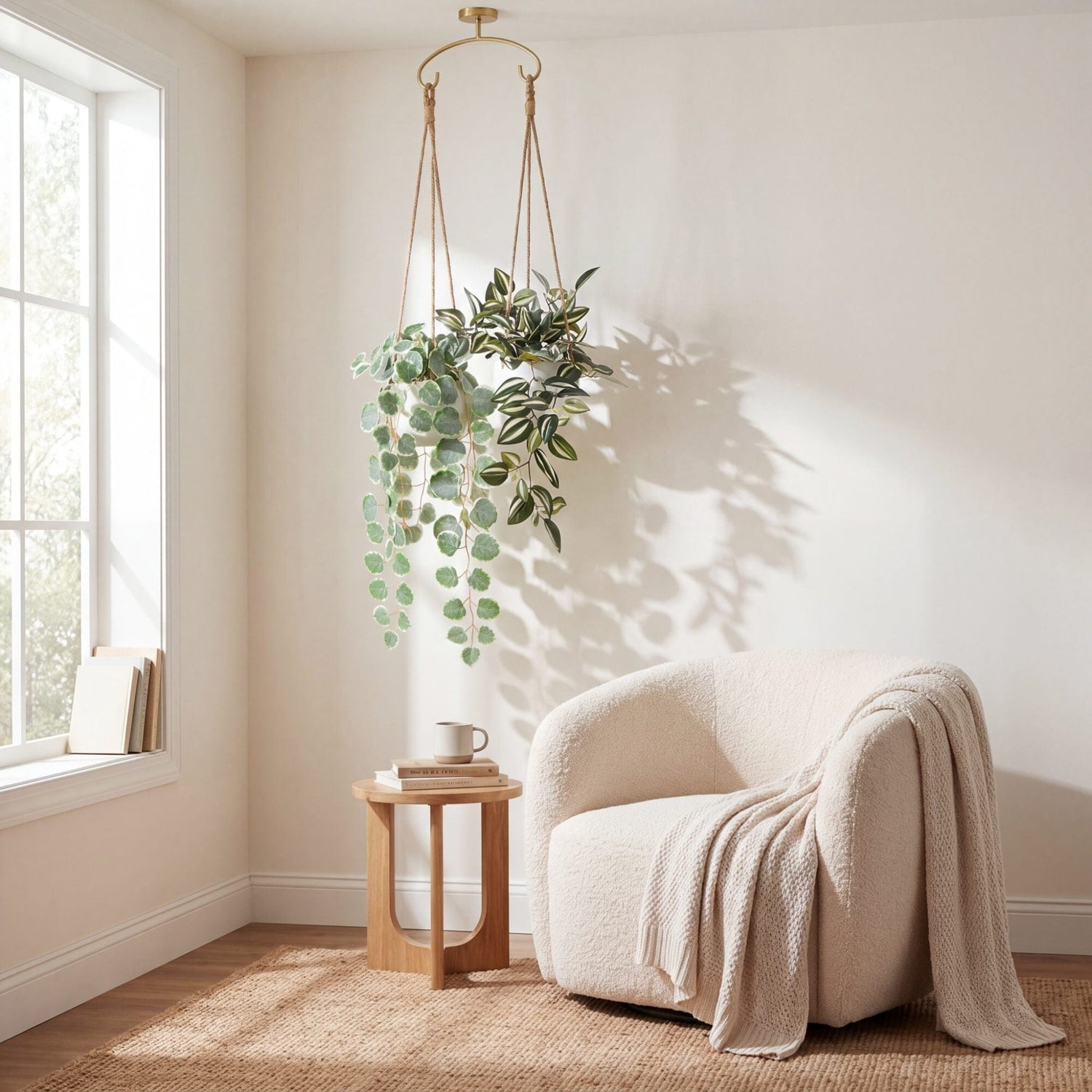 artificial ceiling hanging plants Artificial Wandering Jew & String of Hearts Hanging Plant