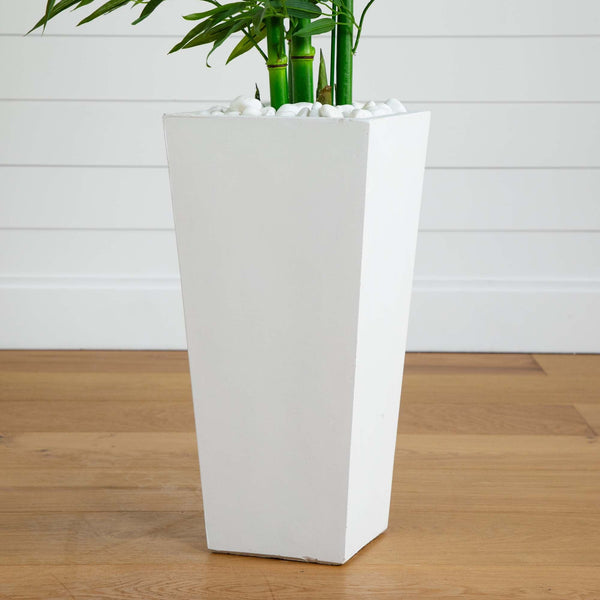 Bamboo Tree with White Planter UV Resistant (Indoor/Outdoor)