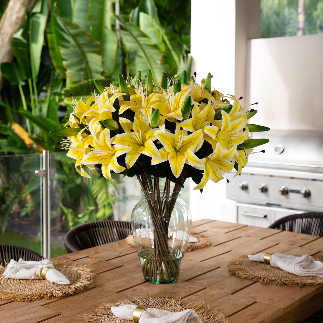 lily vase flower arrangements Signature Collection 29” Lily Artificial Arrangement in Glass Vase