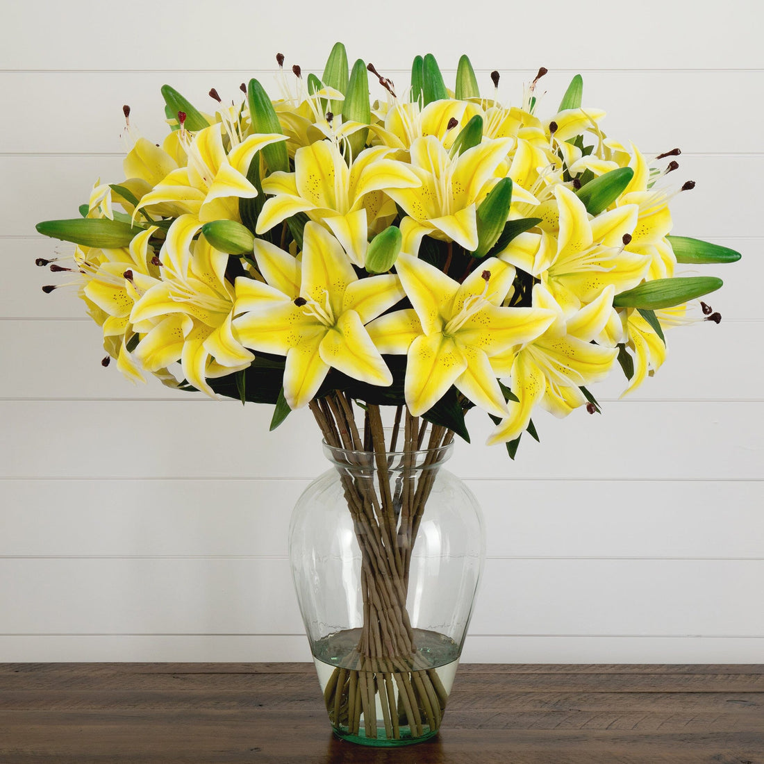 lily flower collection Signature Collection 29” Lily Artificial Arrangement in Glass Vase