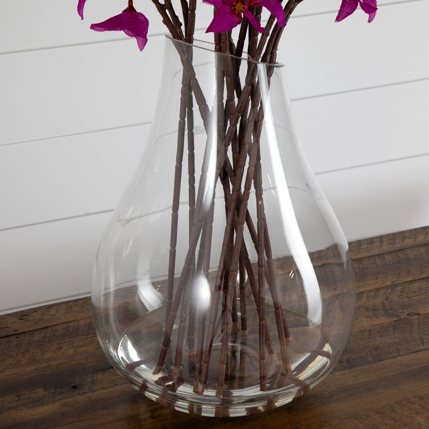 Signature Collection 41” Giant Bougainvillea Artificial Arrangement in Glass Vase