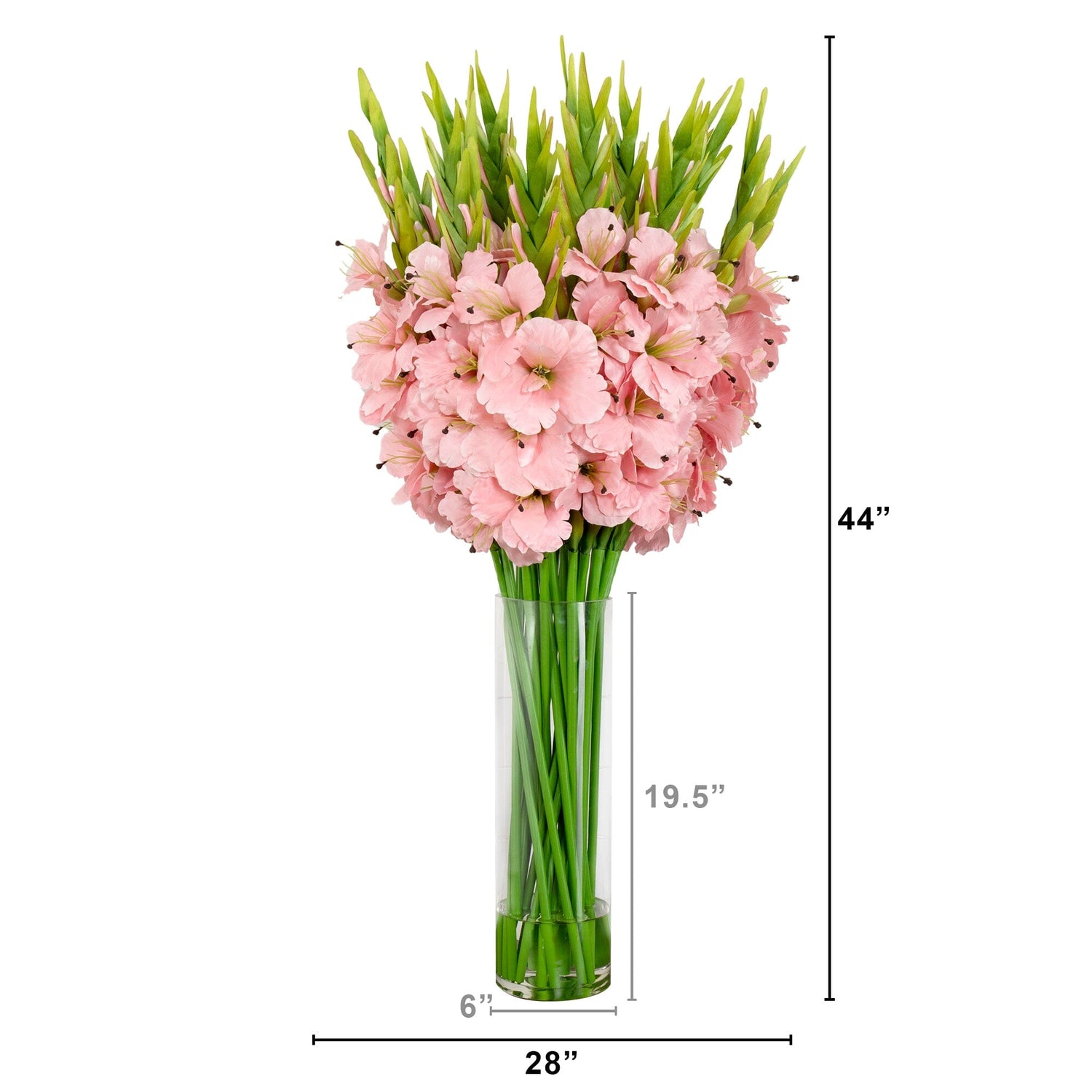 Signature Collection 44” Gladiola Artificial Arrangement in Glass Vase