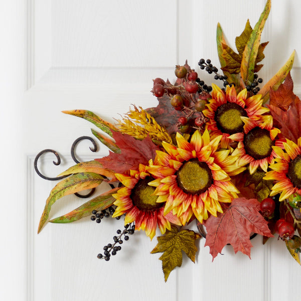 Sunflower Swag w/Metal Frame