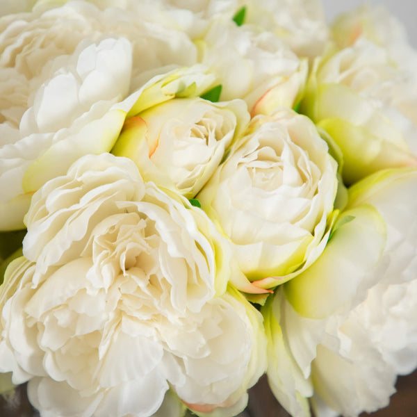 Wedding Collection 11" Artificial Peony Arrangement in Glass Vase