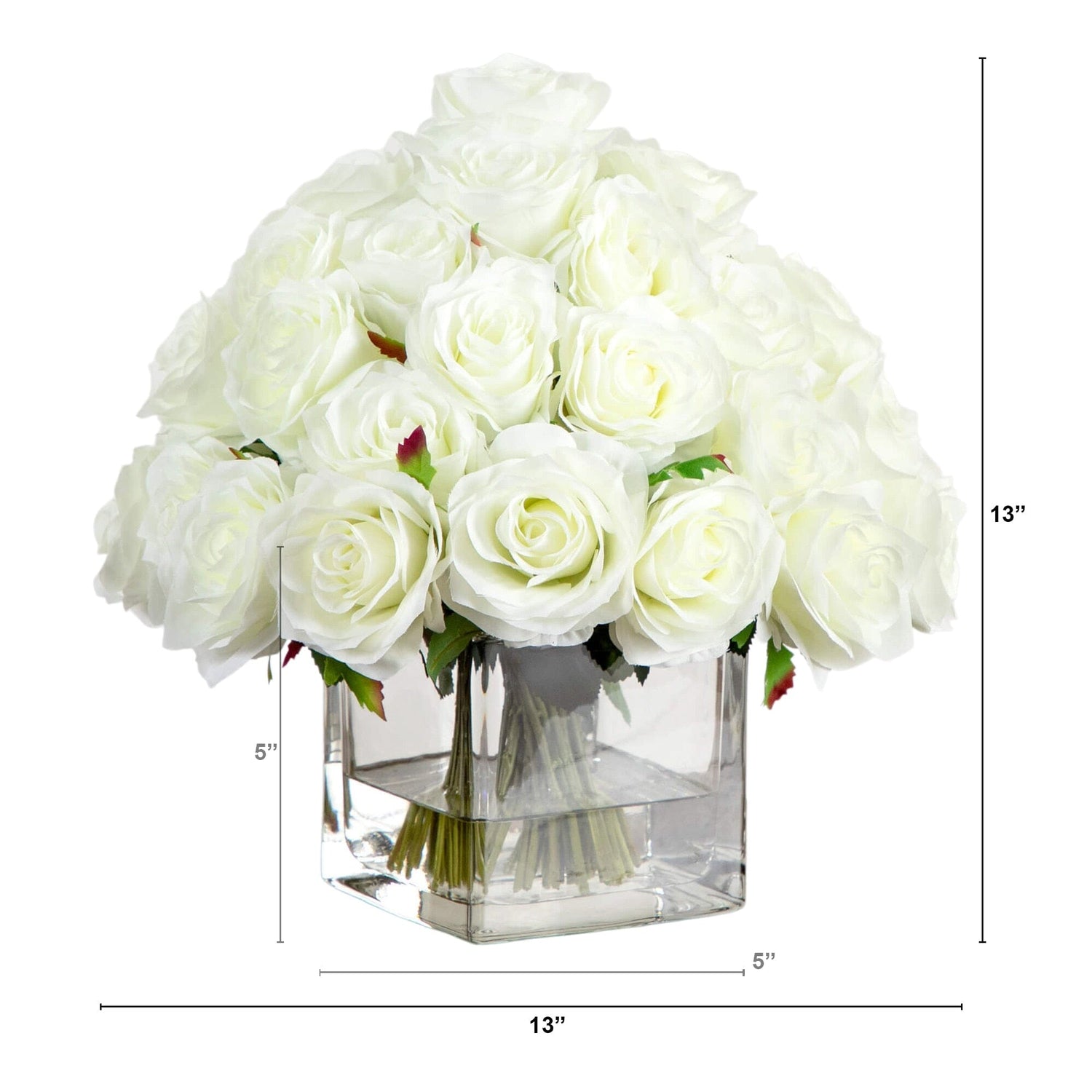 Wedding Collection 13" Artificial Rose Arrangement in Glass Vase
