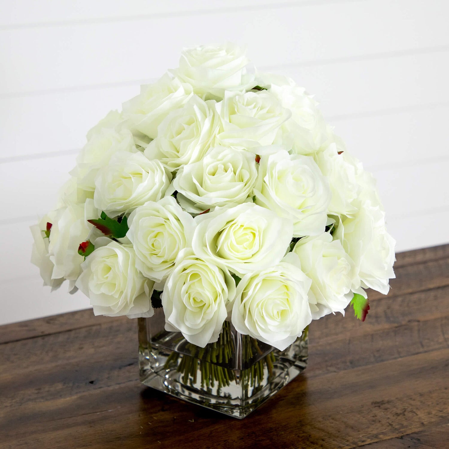 Wedding Collection 13" Artificial Rose Arrangement in Glass Vase