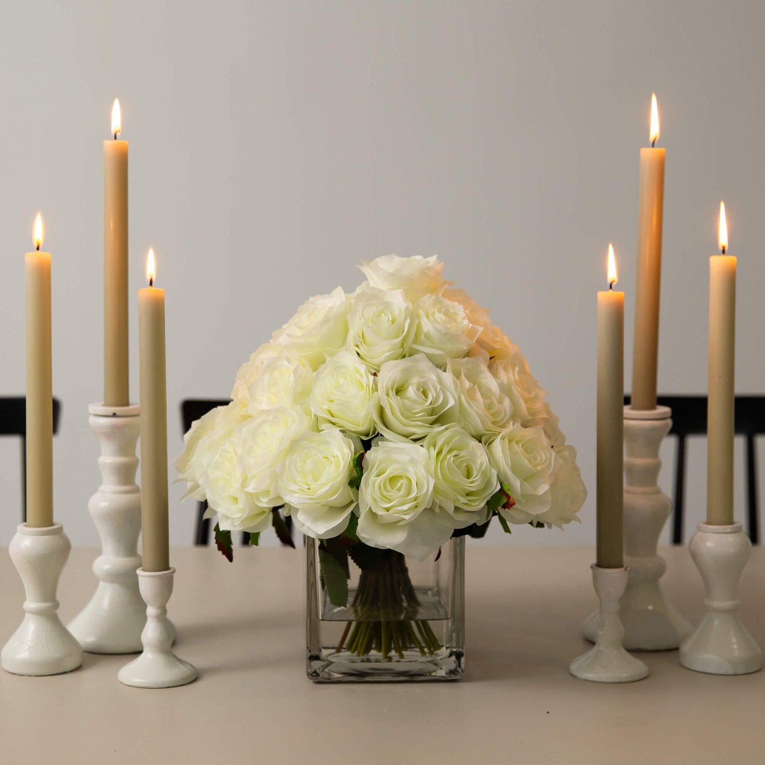 Wedding Collection 13" Artificial Rose Arrangement in Glass Vase