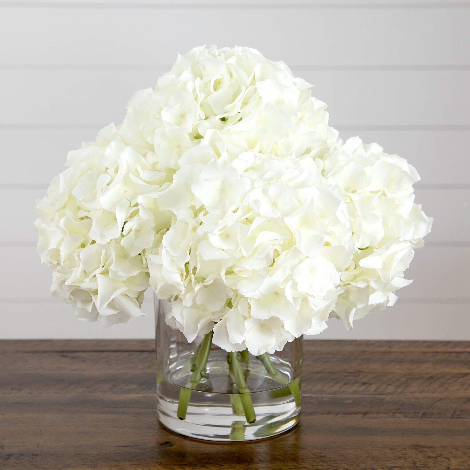Wedding Collection 14" Artificial Hydrangea Arrangement in Glass Vase