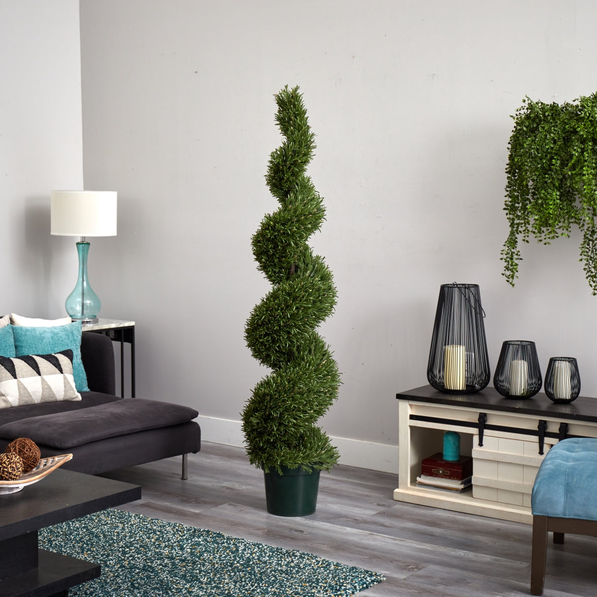 6' Rosemary Spiral Tree (Indoor/Outdoor) | Nearly Natural