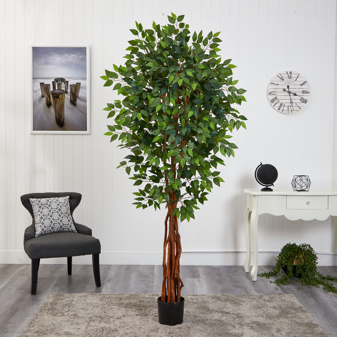 extra large artificial indoor plants Nearly Natural 6.5ft. Super Deluxe Ficus Artificial Tree with Trunk