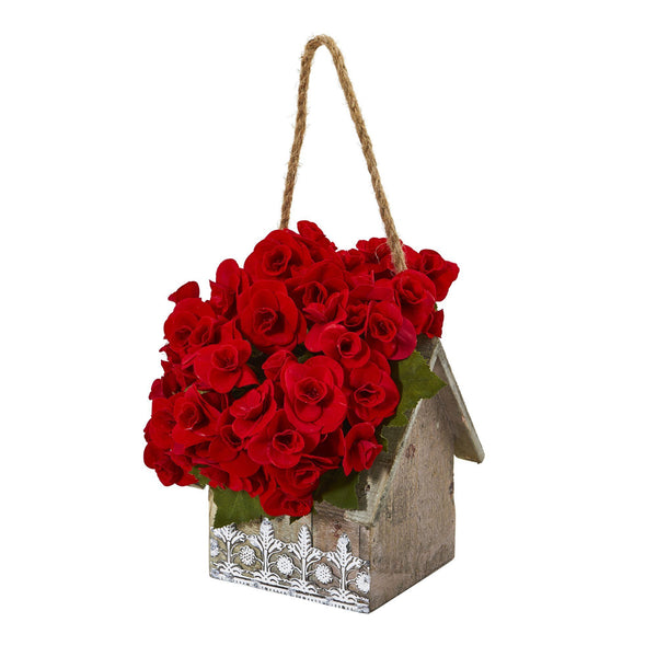 10” Begonia Plant in Hanging Floral Design House Planter