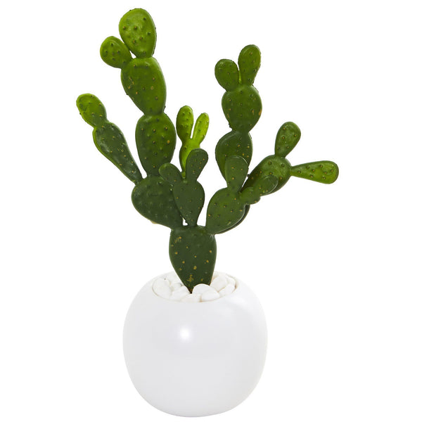 10” Cactus Succulent Artificial Plant in White Vase (Set of 3)