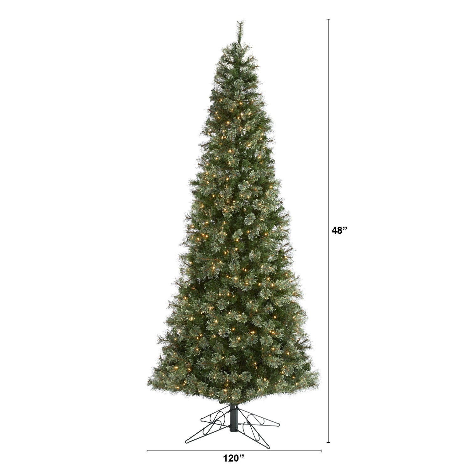 10' Cashmere Slim Artificial Christmas Tree with 750 Warm White Lights and 1908 Bendable Branches
