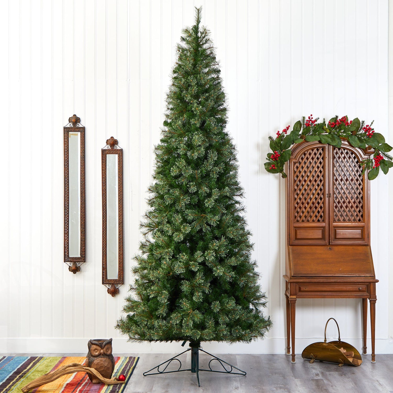 10' Cashmere Slim Artificial Christmas Tree with 750 Warm White Lights and 1908 Bendable Branches