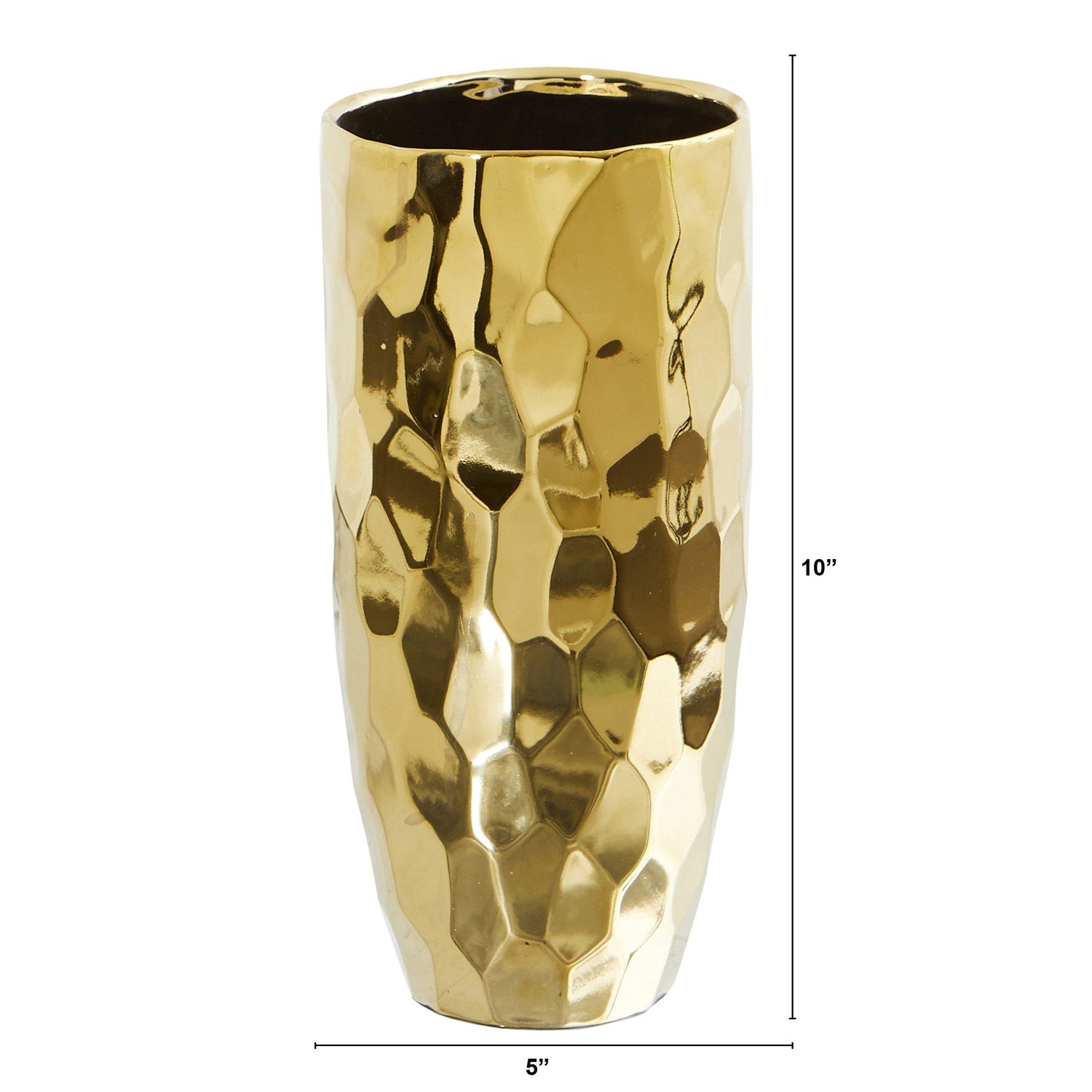 10” Designer Gold Cylinder Vase