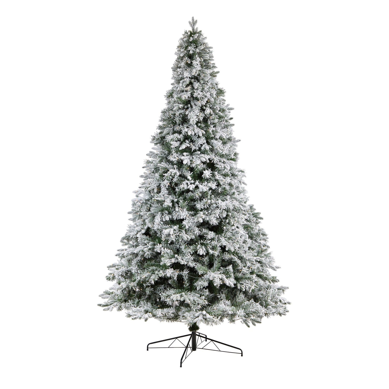 10' Flocked Vermont Mixed Pine Christmas Tree with 800 LED Lights and 2200 Bendable Branches