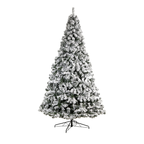 10' Flocked West Virginia Fir Artificial Christmas Tree with 1680 Bendable Branches