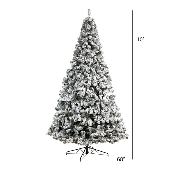 10' Flocked West Virginia Fir Artificial Christmas Tree with 1680 Bendable Branches
