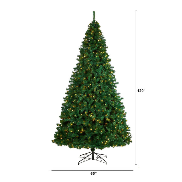 10' Northern Tip Artificial Christmas Tree with 800 Clear LED Lights and 2200 Bendable Branches