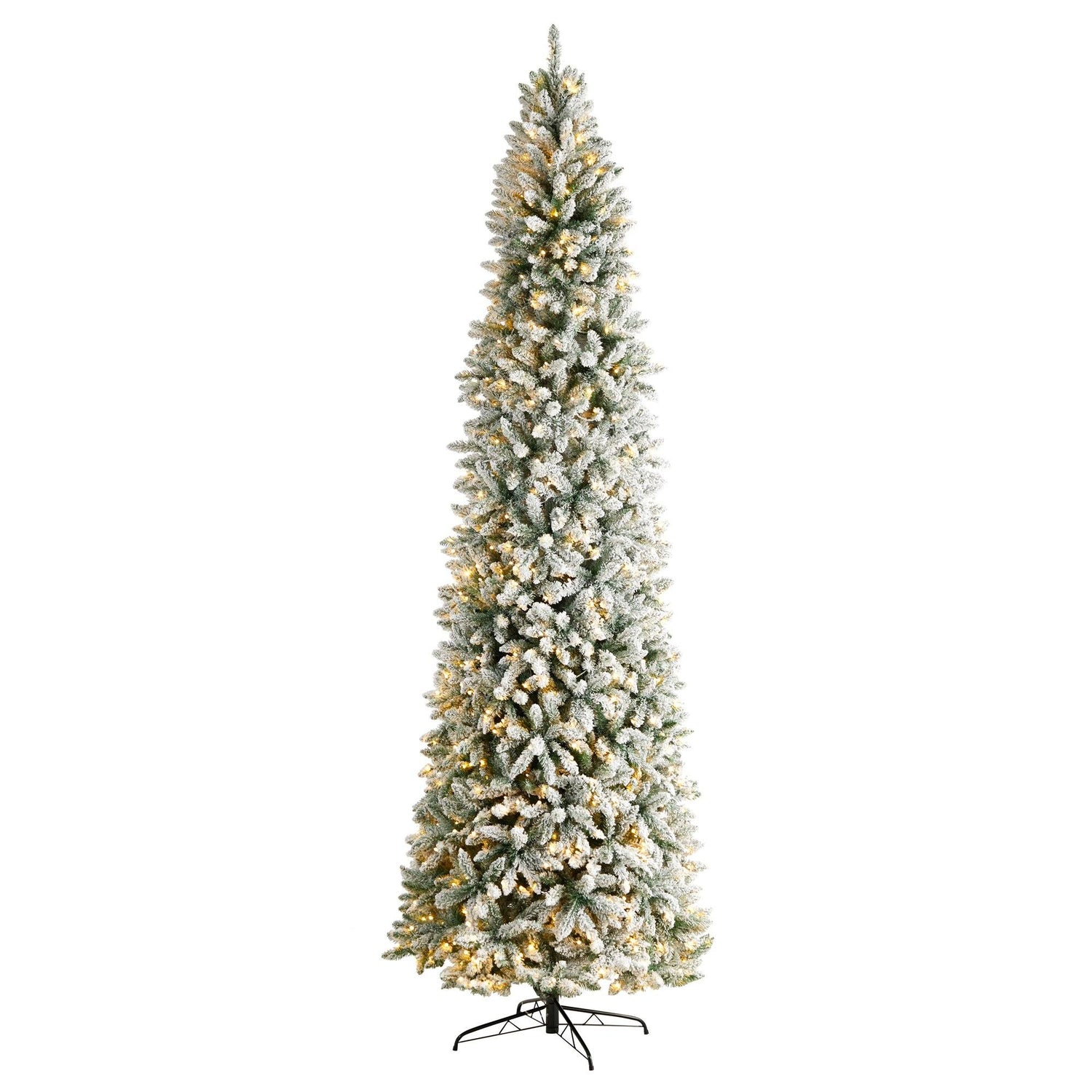 10’ Slim Flocked Montreal Fir Artificial Christmas Tree