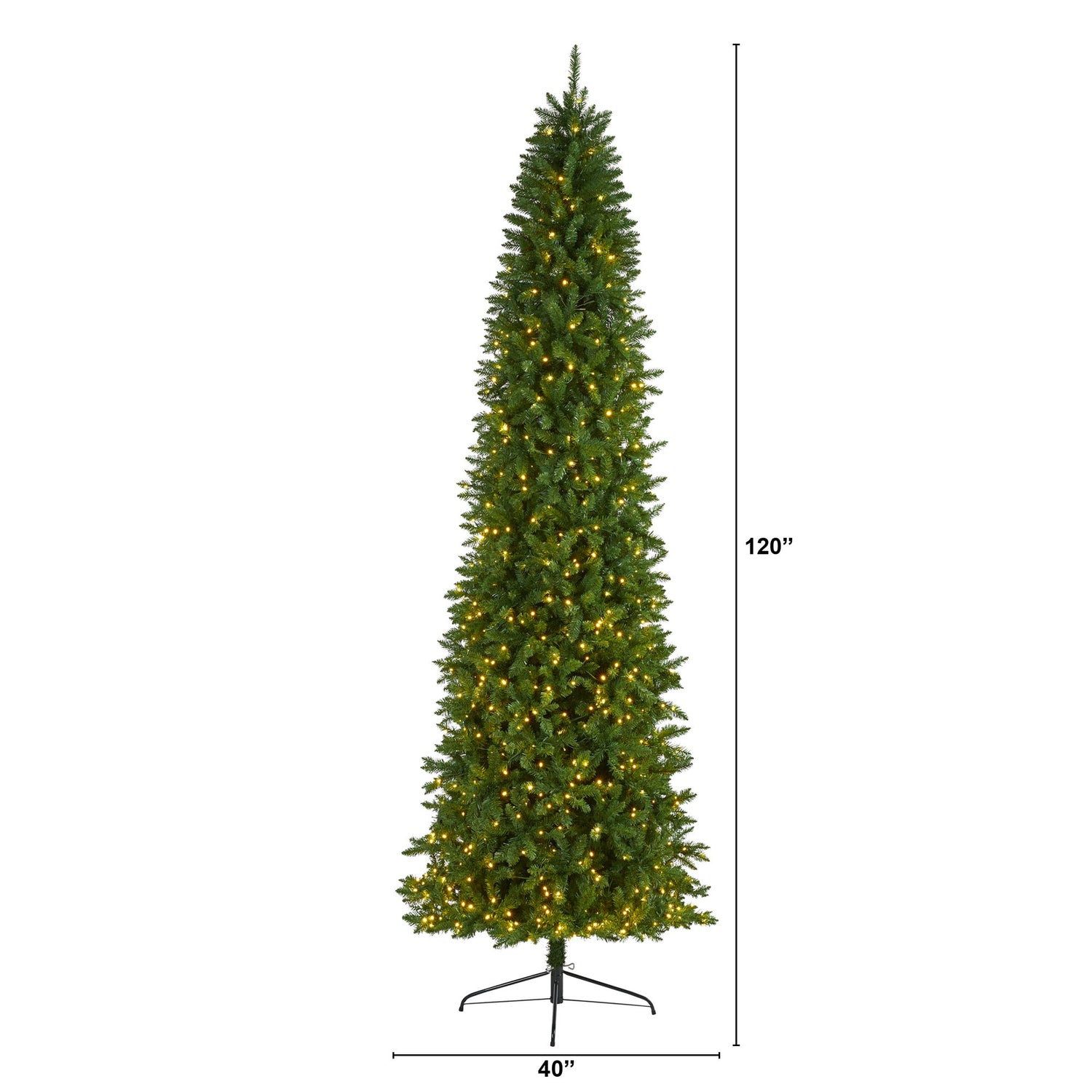 10’ Slim Green Mountain Pine Artificial Christmas Tree with 800 Clear LED Lights