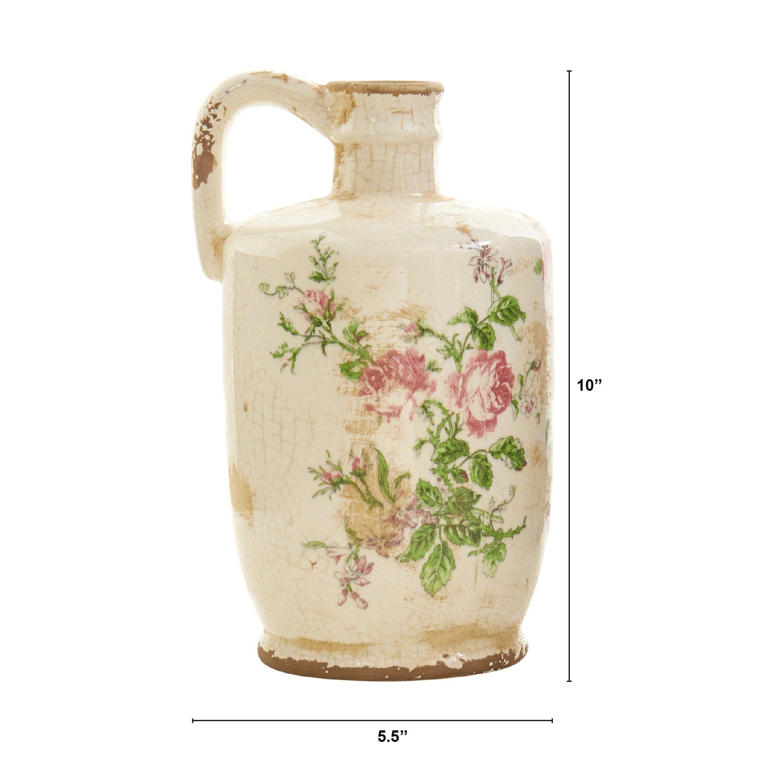 10” Tuscan Ceramic Floral Print Pitcher
