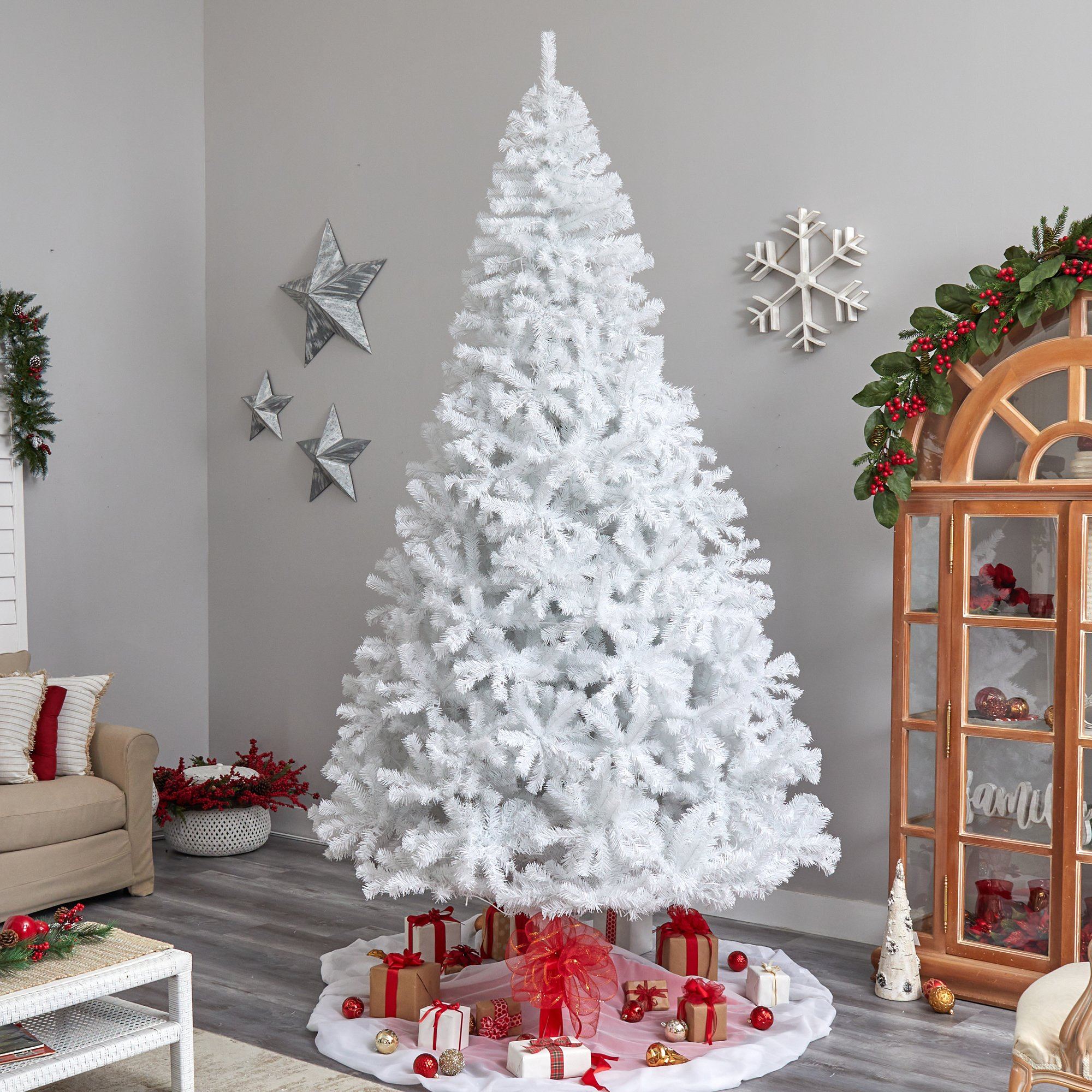 10' White Artificial Christmas Tree with 2200 Bendable Branches
