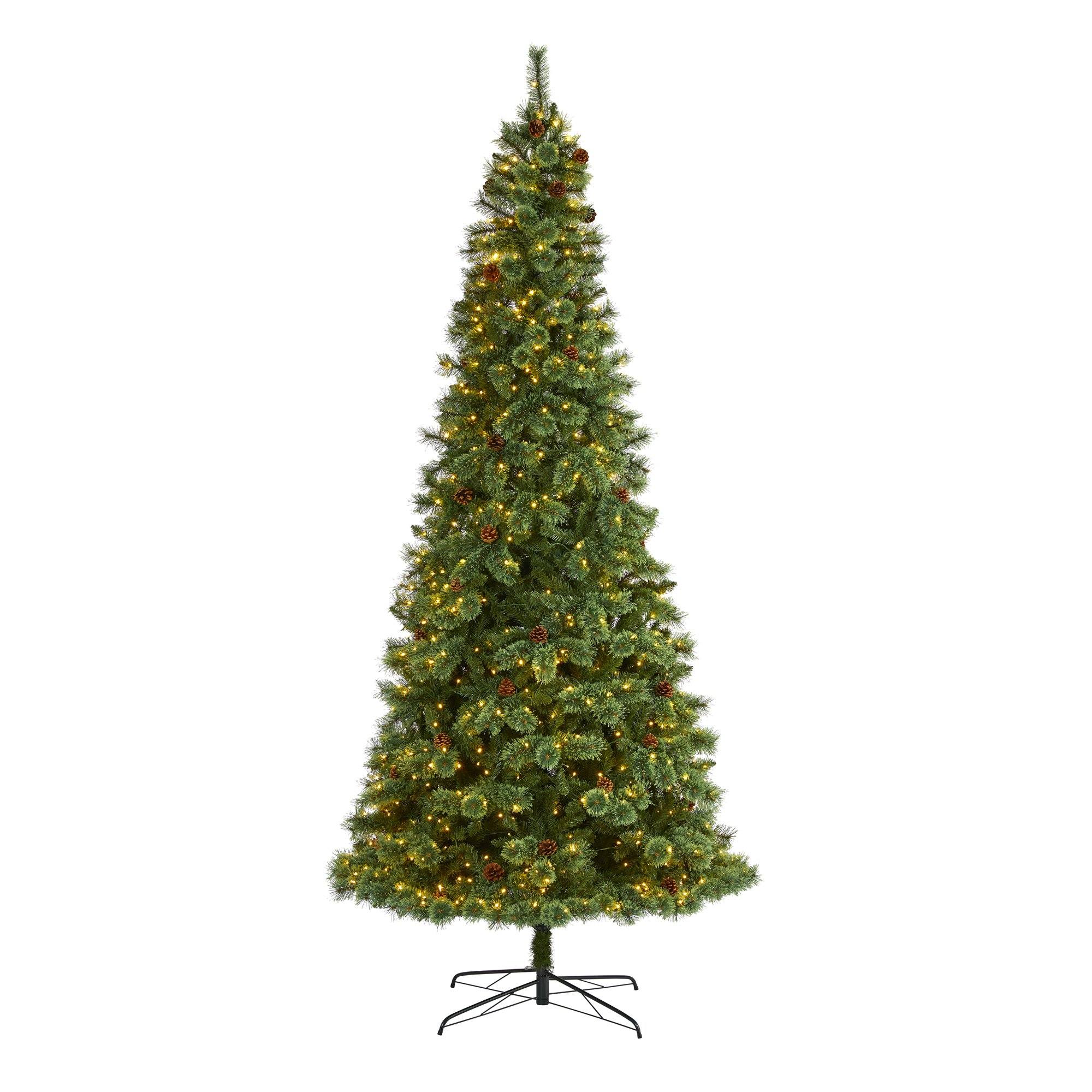 10’ White Mountain Pine Artificial Christmas Tree with 850 Clear LED ...
