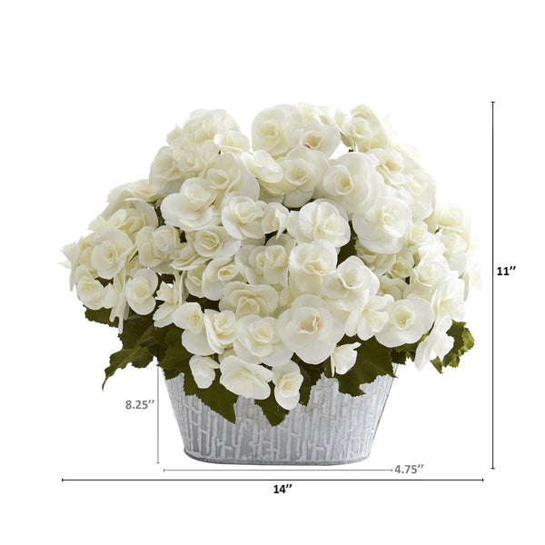 11” Begonia Artificial Arrangement in Decorative Planter